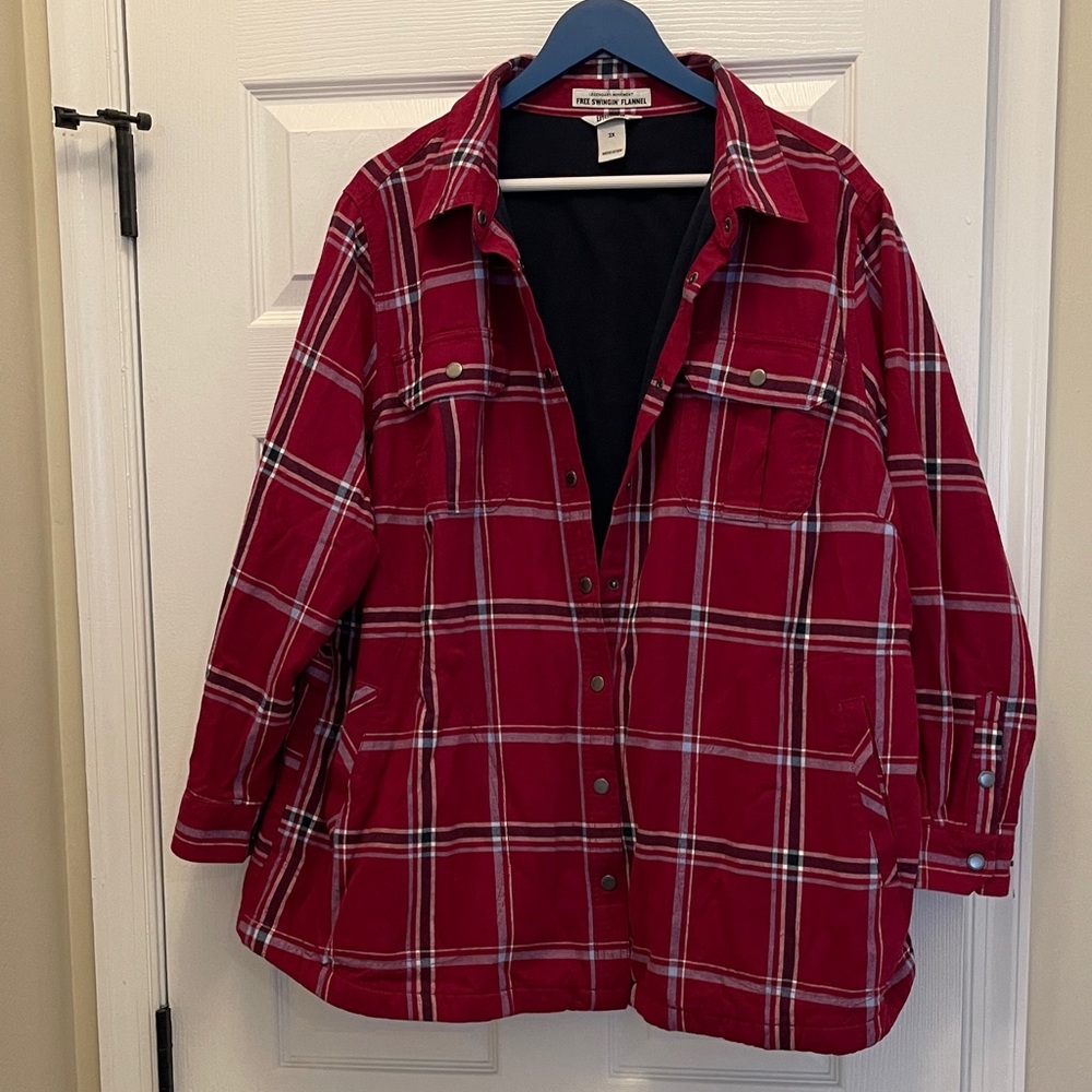 Duluth Trading Co Dark Pink Plaid Utility Jacket